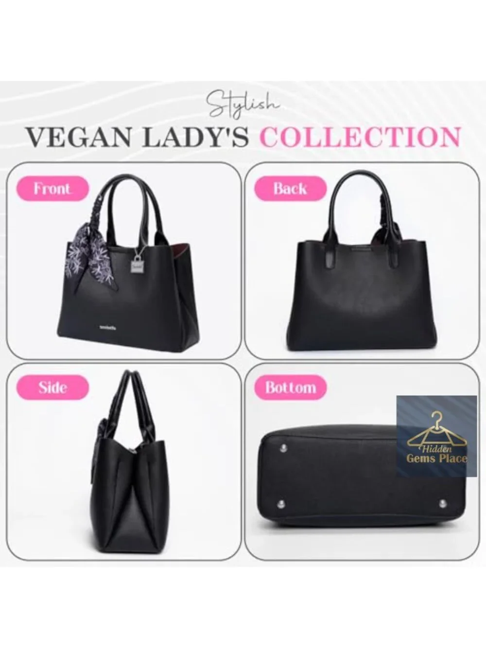 PU Leather Hobo Crossbody Bag with Adjustable Strap 3 Compartments